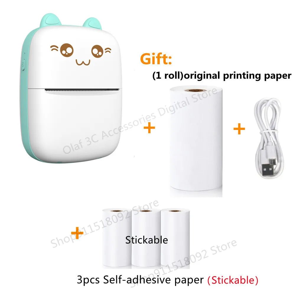Meow Mini Label Printer Thermal Portable Printers Stickers Paper Inkless Wireless Impresora Portátil 200dpi Android IOS 57mm - منصة بي مارت للتسوق الإلكترونيMeow Mini Label Printer Thermal Portable Printers Stickers Paper Inkless Wireless Impresora Portátil 200dpi Android IOS 57mm
