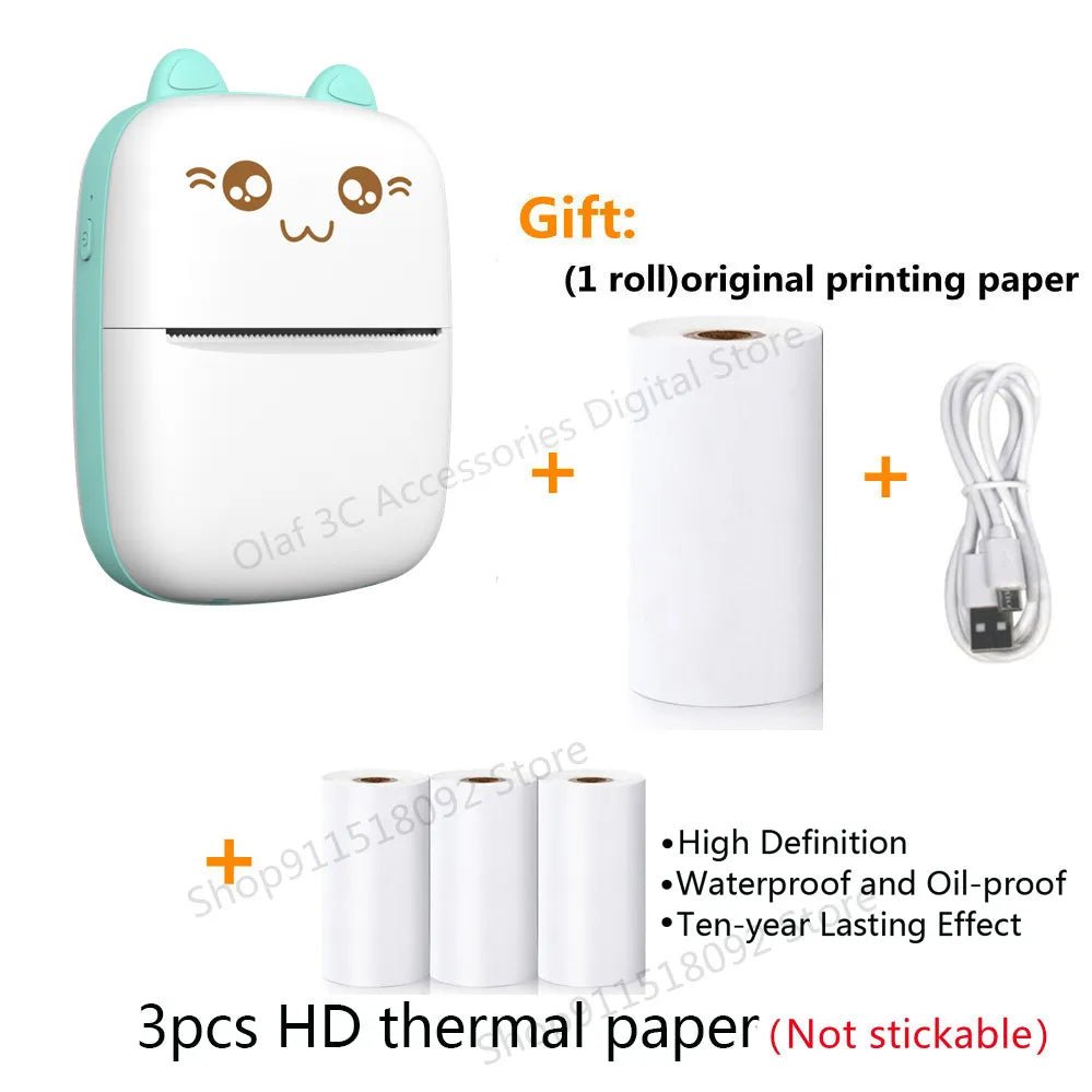 Meow Mini Label Printer Thermal Portable Printers Stickers Paper Inkless Wireless Impresora Portátil 200dpi Android IOS 57mm - منصة بي مارت للتسوق الإلكترونيMeow Mini Label Printer Thermal Portable Printers Stickers Paper Inkless Wireless Impresora Portátil 200dpi Android IOS 57mm