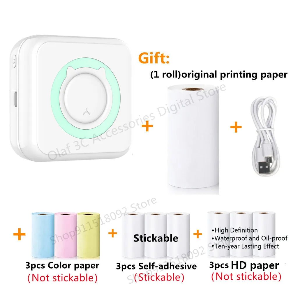 Meow Mini Label Printer Thermal Portable Printers Stickers Paper Inkless Wireless Impresora Portátil 200dpi Android IOS 57mm - منصة بي مارت للتسوق الإلكترونيMeow Mini Label Printer Thermal Portable Printers Stickers Paper Inkless Wireless Impresora Portátil 200dpi Android IOS 57mm