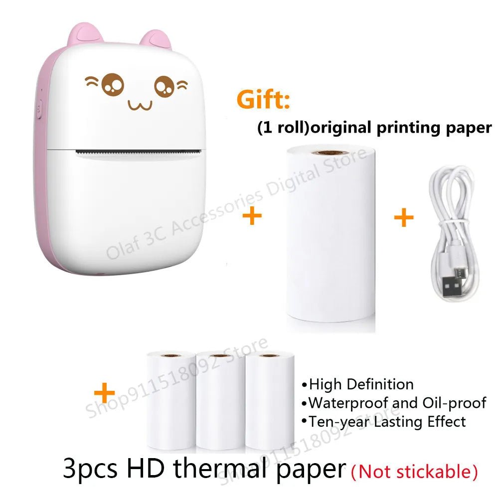Meow Mini Label Printer Thermal Portable Printers Stickers Paper Inkless Wireless Impresora Portátil 200dpi Android IOS 57mm - منصة بي مارت للتسوق الإلكترونيMeow Mini Label Printer Thermal Portable Printers Stickers Paper Inkless Wireless Impresora Portátil 200dpi Android IOS 57mm