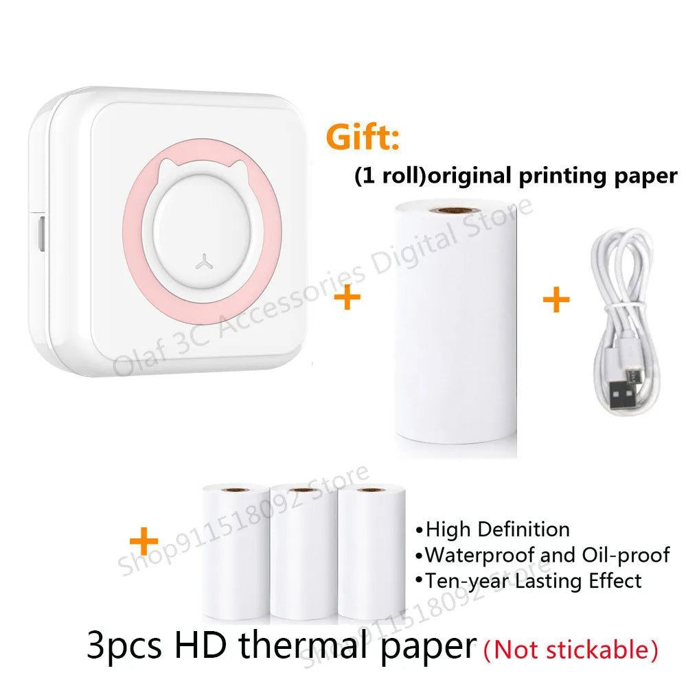 Meow Mini Label Printer Thermal Portable Printers Stickers Paper Inkless Wireless Impresora Portátil 200dpi Android IOS 57mm - منصة بي مارت للتسوق الإلكترونيMeow Mini Label Printer Thermal Portable Printers Stickers Paper Inkless Wireless Impresora Portátil 200dpi Android IOS 57mm