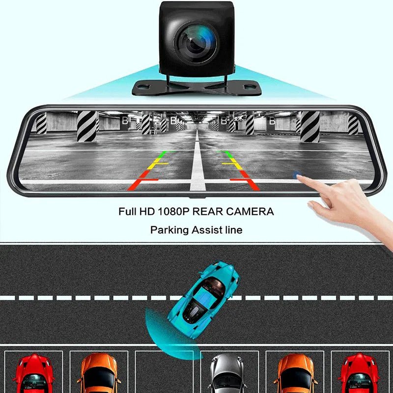 Mirror Camera for Car Touch Screen Video Recorder Rearview mirror Dash Cam Front and Rear Camera Mirror DVR Black Box - منصة بي مارت للتسوق الإلكترونيMirror Camera for Car Touch Screen Video Recorder Rearview mirror Dash Cam Front and Rear Camera Mirror DVR Black Box