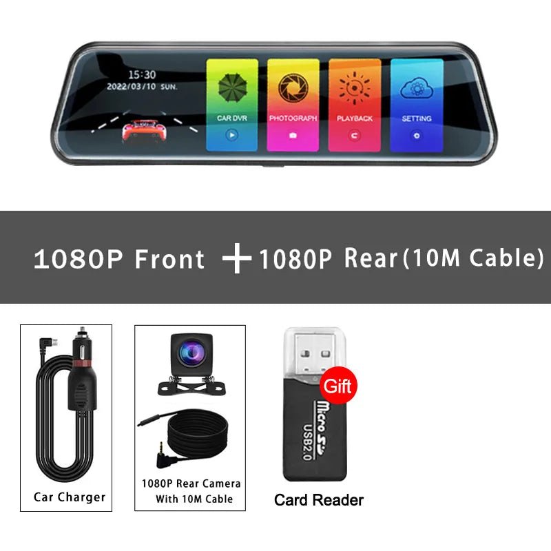 Mirror Camera for Car Touch Screen Video Recorder Rearview mirror Dash Cam Front and Rear Camera Mirror DVR Black Box - منصة بي مارت للتسوق الإلكترونيMirror Camera for Car Touch Screen Video Recorder Rearview mirror Dash Cam Front and Rear Camera Mirror DVR Black Box