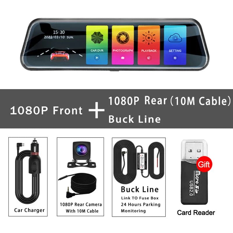 Mirror Camera for Car Touch Screen Video Recorder Rearview mirror Dash Cam Front and Rear Camera Mirror DVR Black Box - منصة بي مارت للتسوق الإلكترونيMirror Camera for Car Touch Screen Video Recorder Rearview mirror Dash Cam Front and Rear Camera Mirror DVR Black Box