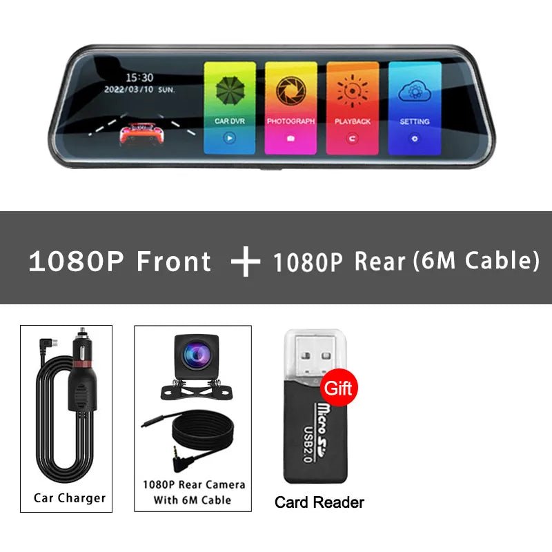 Mirror Camera for Car Touch Screen Video Recorder Rearview mirror Dash Cam Front and Rear Camera Mirror DVR Black Box - منصة بي مارت للتسوق الإلكترونيMirror Camera for Car Touch Screen Video Recorder Rearview mirror Dash Cam Front and Rear Camera Mirror DVR Black Box