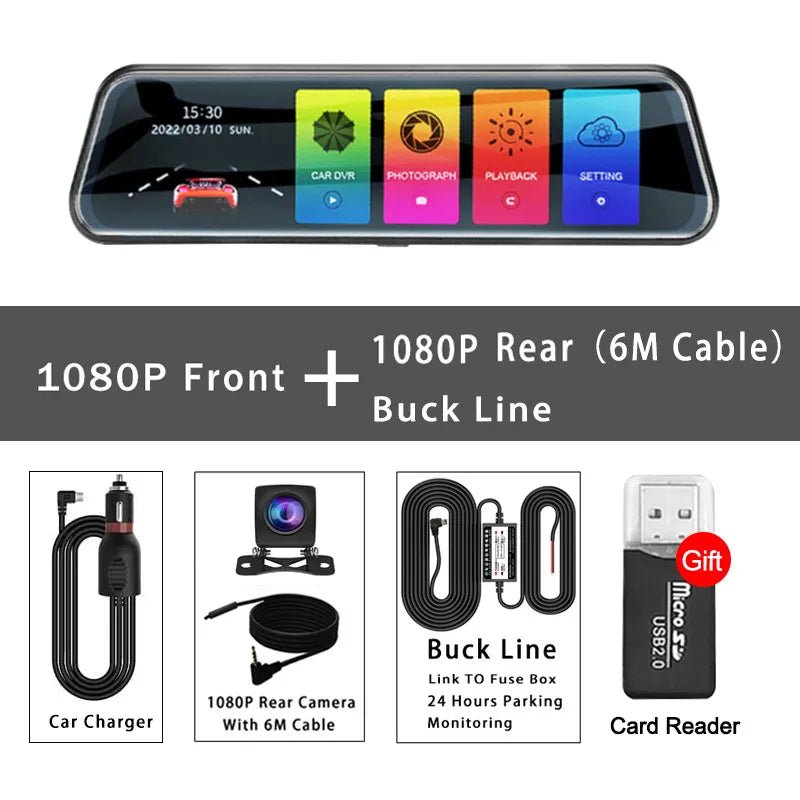 Mirror Camera for Car Touch Screen Video Recorder Rearview mirror Dash Cam Front and Rear Camera Mirror DVR Black Box - منصة بي مارت للتسوق الإلكترونيMirror Camera for Car Touch Screen Video Recorder Rearview mirror Dash Cam Front and Rear Camera Mirror DVR Black Box